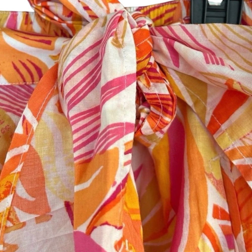 C&C California Orange & Pink Tropical Floral Faux Wrap Midi Skirt - Picture 3 of 5